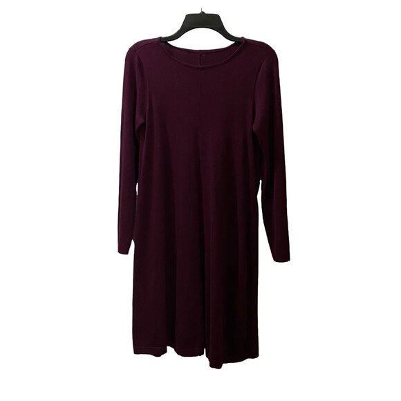 BCX Burgundy Stretch Knit Scoop Neck Fit & Flare Dress M Quiet Luxury–Inspired - Picture 2 of 12